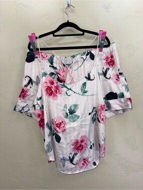 Victoria's Secret Pink & Green Floral Silky Sleep Set Short and Strappy Camisole